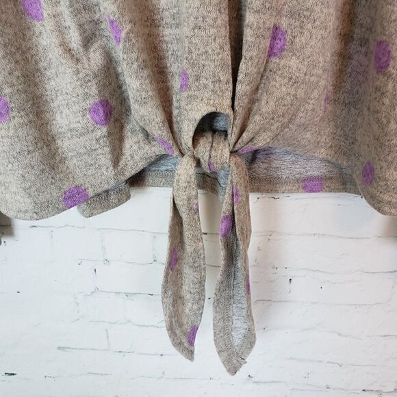 New MINE Boutique Sweater Size S Polka Dot Tie Up - Picture 3 of 7